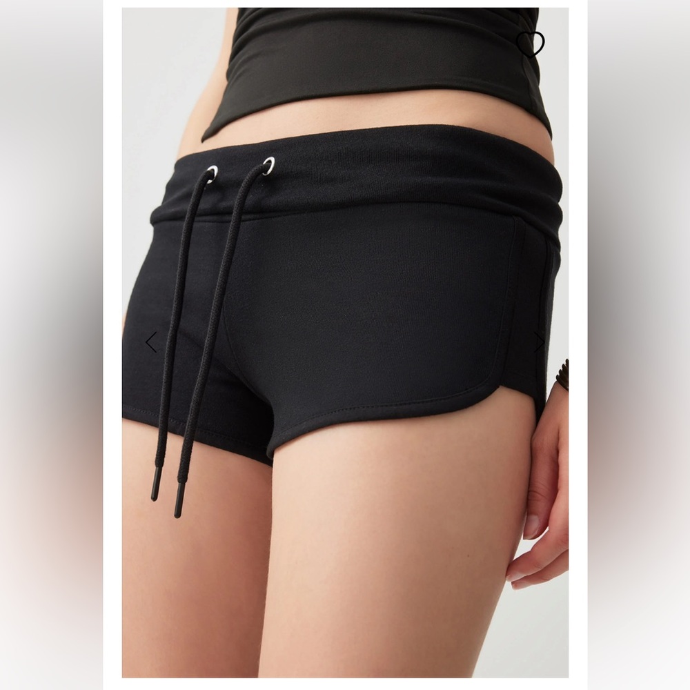 Ardene Black French Terry Dolphin Athletic Shorts with Drawstring